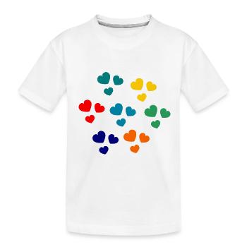HEART. HEARTS. HEART. KISS. SMACK. KISSES. - Kids' Premium Organic T-Shirt - white - Front