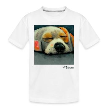 Lazy dog robot sleeping - Kids' Premium Organic T-Shirt - white - Front