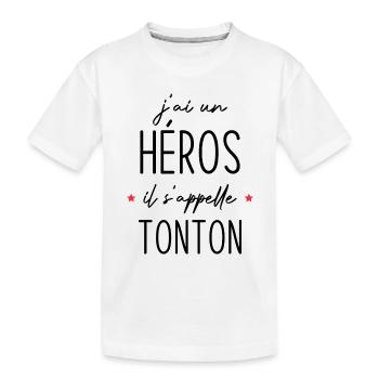 J'ai un héros il s'appelle tonton - T-shirt bio Premium Enfant - blanc - Devant