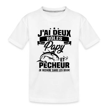 Papy Et pêcheur - T-shirt bio Premium Enfant - blanc - Devant