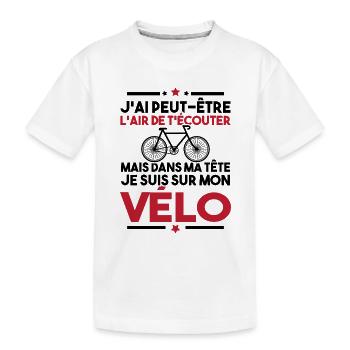 Dans ma tête je fais du vélo - humour vélo - T-shirt bio Premium Enfant - blanc - Devant