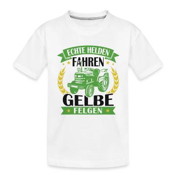 Echte helden fahren gelbe felgen - Kinder Premium Bio T-Shirt - Weiß - Vorne