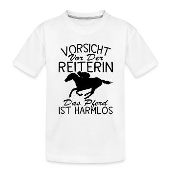 Vorsicht vor der reiterin das pferd ist harmlos - Kinder Premium Bio T-Shirt - Weiß - Vorne