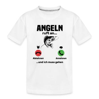 Angler ruft an, lustiger angler geschenk - Kinder Premium Bio T-Shirt - Weiß - Vorne