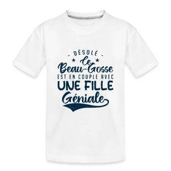 Ce beau gosse est en couple avec une fille géniale - T-shirt bio Premium Enfant - blanc - Devant