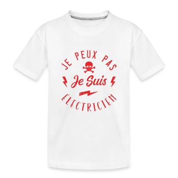 J'peux pas je suis électricien - T-shirt bio Premium Enfant - blanc - Devant