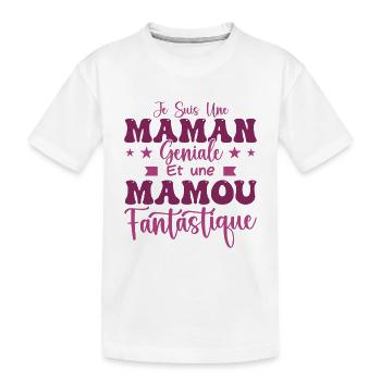 Je suis une Maman géniale Et une Mamou Fantastique - T-shirt bio Premium Enfant - blanc - Devant