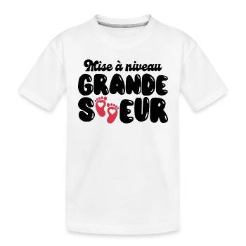 Annonce Surprise Mise À Niveau Grande Soeur 2024 - T-shirt bio Premium Enfant - blanc - Devant