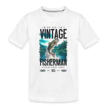 Pêche à la truite vintage Pêcheur Anniversaire 1955 - T-shirt bio Premium Enfant - blanc - Devant