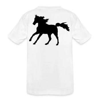 Pferd Vollblutaraber Galopp, edler Asil Araber - Kinder Premium Bio T-Shirt - Weiß - Hinten