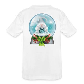 Schneekugel Weihnachtsmann mit Zuckerstangen - Kinder Premium Bio T-Shirt - Weiß - Hinten