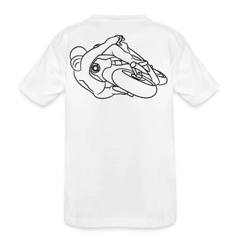 Rennmotorrad in Schräglage - von hinten, dunkel - Kinder Premium Bio T-Shirt - Weiß - Hinten