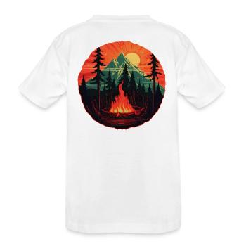 Outdoor Romantik - Lagerfeuer im Bergpanorama - Kinder Premium Bio T-Shirt - Weiß - Hinten