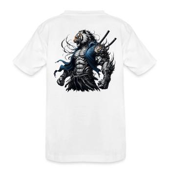 Samurai-Tiger - Kinder Premium Bio T-Shirt - Weiß - Hinten