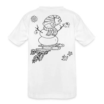 Snowman with Sleigh Christmas - Kids' Premium Organic T-Shirt - white - Back