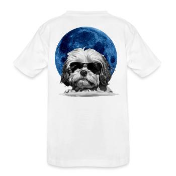 Lunar Pup Shades - Kids' Premium Organic T-Shirt - white - Back