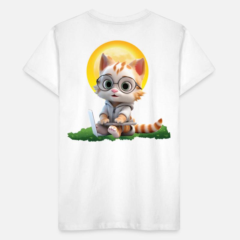 Smart Cat Sun Coder: Kitten Laptop Art Print Kids' Premium Organic T-Shirt
