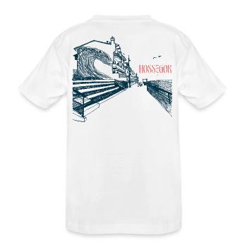 Hossegor Côte Atlantique – Vague dessinée à la main - T-shirt bio Premium Enfant - blanc - Dos