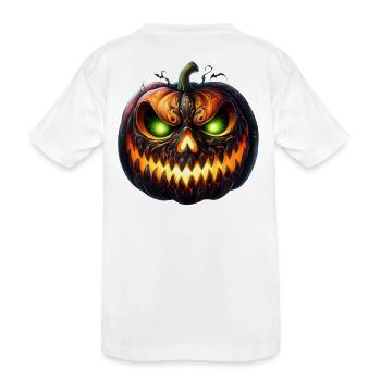 Neon Ember Pumpkin Face - Kids' Premium Organic T-Shirt - white - Back