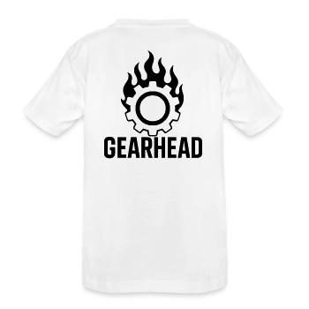 Gearhead Flame Wheel - Kids' Premium Organic T-Shirt - white - Back