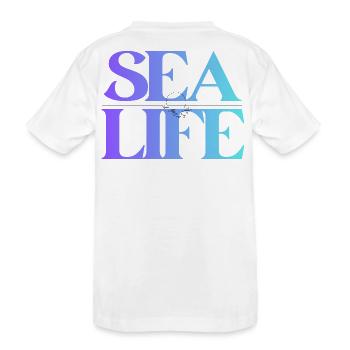 Meeresleben Gradient Schriftdesign - Kinder Premium Bio T-Shirt - Weiß - Hinten