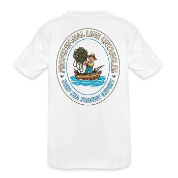 Emblème de l’expert en pêche en haute mer - T-shirt bio Premium Enfant - blanc - Dos