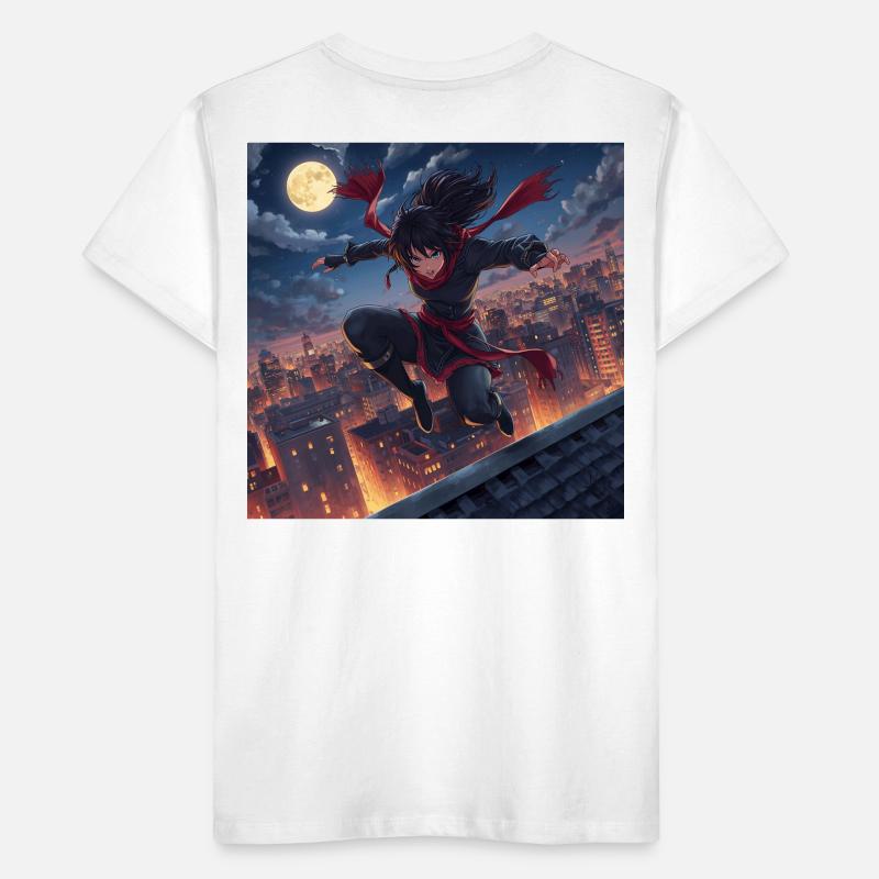 Moonlit night jump over rooftops Kids' Premium Organic T-Shirt