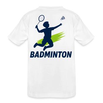 Design des t-shirts enfants de badminton - T-shirt bio Premium Enfant - blanc - Dos