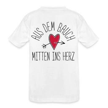 bauch herz - Kinder Premium Bio T-Shirt - Weiß - Hinten