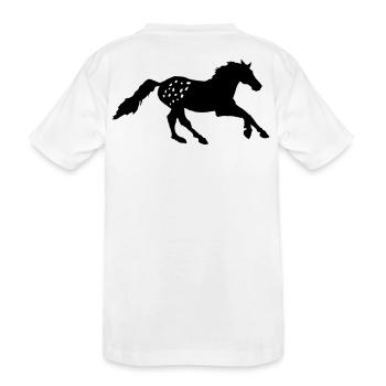 Tigerschecke  Appaloosa  Pferd Noriker Reiten - Kinder Premium Bio T-Shirt - Weiß - Hinten