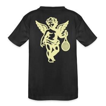 Tennis Fun Shirt Angel Cherub Retro Renaissance - Kids' Premium Organic T-Shirt - black - Back