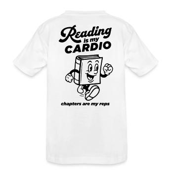 Lesen ist mein Cardio - Kinder Premium Bio T-Shirt - Weiß - Hinten
