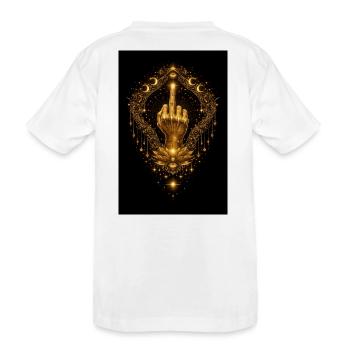 Golden Middle Finger - Golden Defiance - Kids' Premium Organic T-Shirt - white - Back