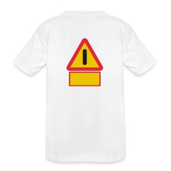 Warning: Other danger - 2 lines of own text! Road sign - Kids' Premium Organic T-Shirt - white - Back