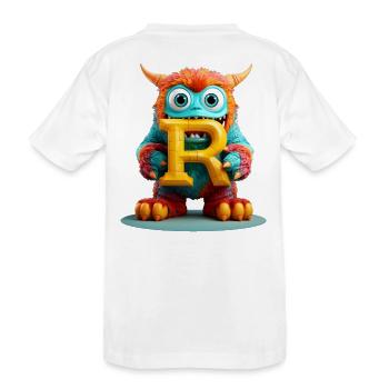 Bunter Monster mit Buchstabe R - Kinder Premium Bio T-Shirt - Weiß - Hinten