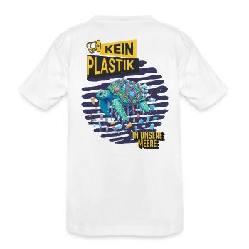 Umweltschutz Kein Plastik in unsere Meere - Kinder Premium Bio T-Shirt - Weiß - Hinten