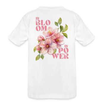 IN BLOOM - IN POWER - Kids' Premium Organic T-Shirt - white - Back
