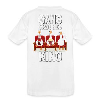 GANS GROßES KINO - rot/beige Gänse - Kinder Premium Bio T-Shirt - Weiß - Hinten