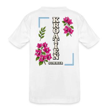 Kroatien Sommer mit Bougainvillea-Blüten - Kinder Premium Bio T-Shirt - Weiß - Hinten