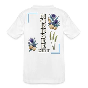 Nordsee Zeit – maritime Küsten liebe mit Disteln - Kinder Premium Bio T-Shirt - Weiß - Hinten