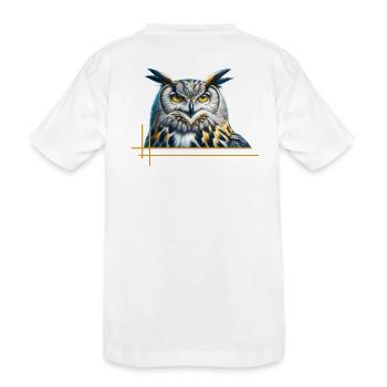 Beeindruckender Uhu - Kinder Premium Bio T-Shirt - Weiß - Hinten