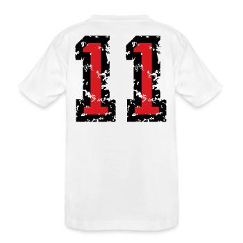 Le numéro onze - No. 11 (deux couleurs) rouge - T-shirt bio Premium Enfant - blanc - Dos