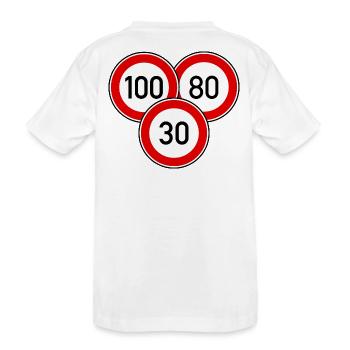 Tempolimit 100 - 80 - 30 - Kinder Premium Bio T-Shirt - Weiß - Hinten