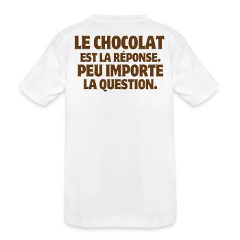 chocolat, chocolat humour, j'aime le chocolat - T-shirt bio Premium Enfant - blanc - Dos