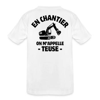 chef de chantier, pelleteuse, engin de chantier - T-shirt bio Premium Enfant - blanc - Dos
