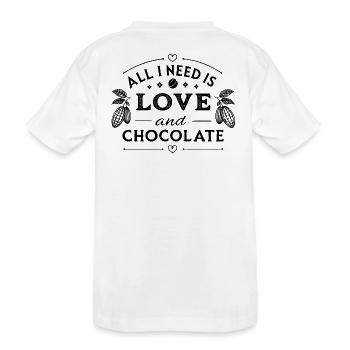 Tout ce dont j’ai besoin, c’est d’amour et de chocolat - T-shirt bio Premium Enfant - blanc - Dos