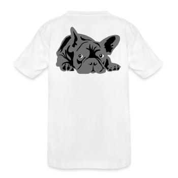 französische bulldogge 2 Farben - Kinder Premium Bio T-Shirt - Weiß - Hinten