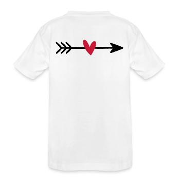 Flèche avec cadeau d'amour coeur cupidon - T-shirt bio Premium Enfant - blanc - Dos
