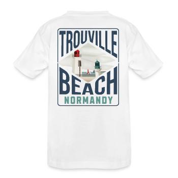Trouville Strand Normandie blc - Kinder Premium Bio T-Shirt - Weiß - Hinten