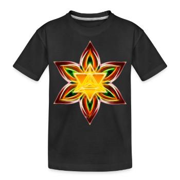 Merkaba, Blume des Lebens, Heilige Geometrie - Kinder Premium Bio T-Shirt - Schwarz - Vorne